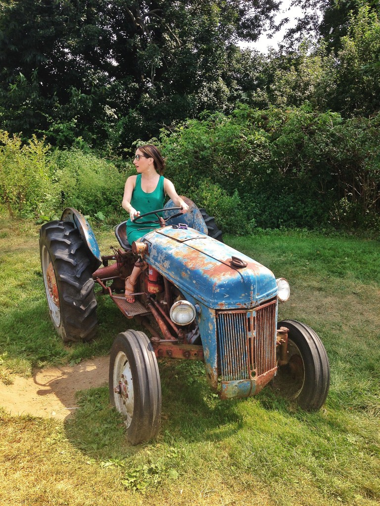 me on a tractor, stone barns
