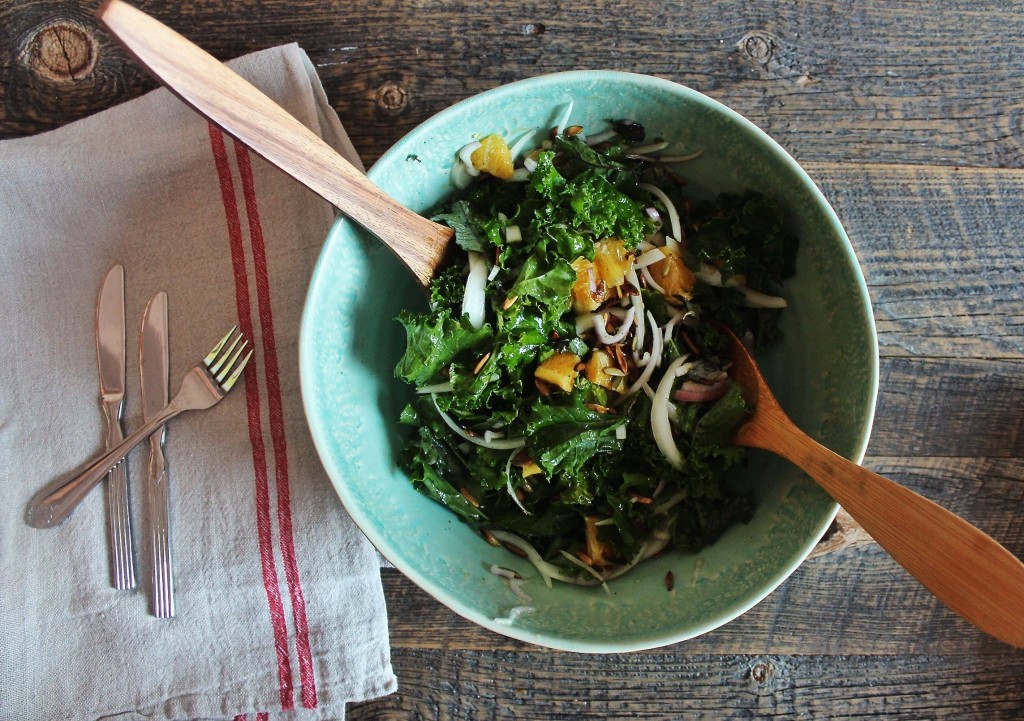 kale salad in serving bowl