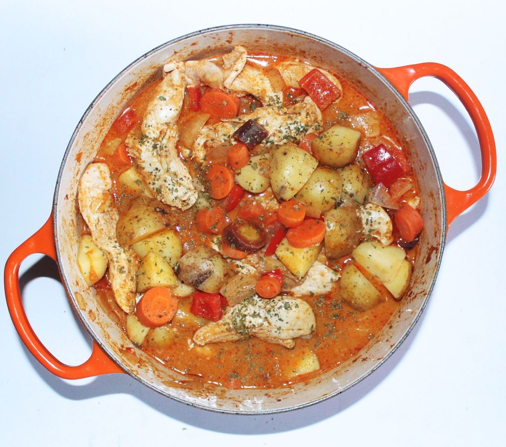 thai chicken curry in le creuset
