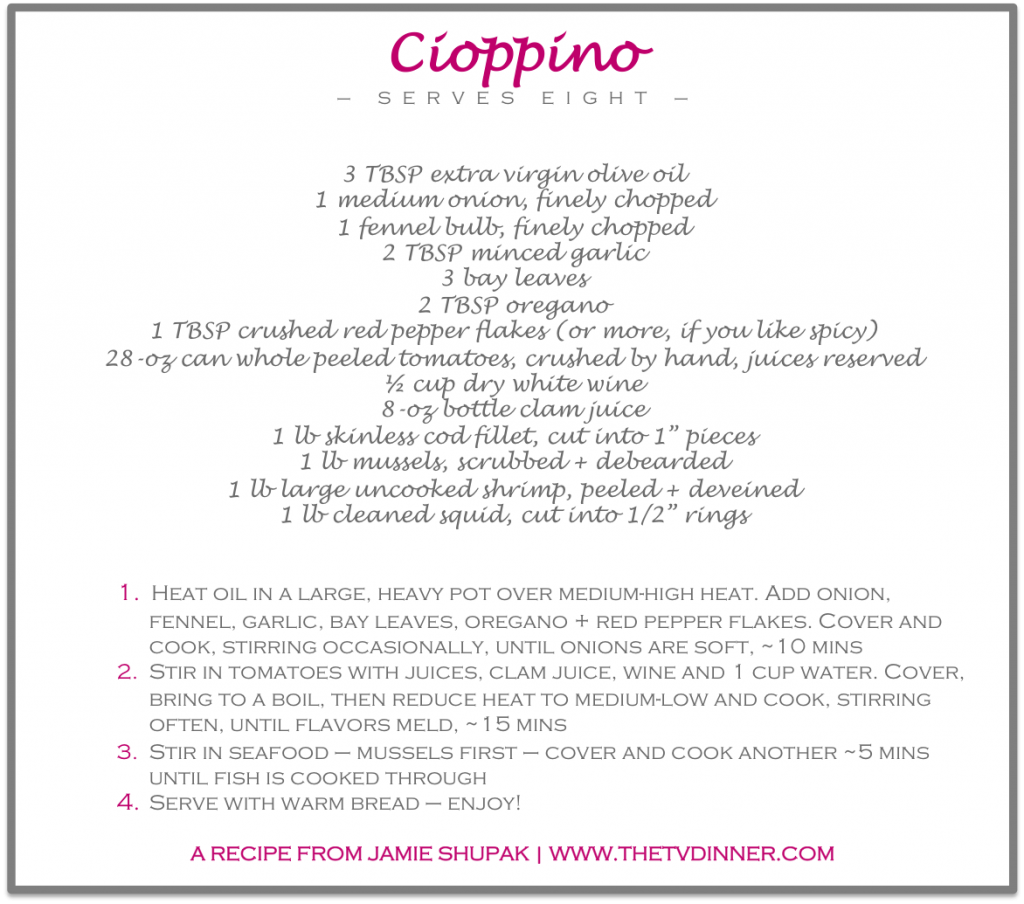 cioppino | TV Dinner -- healthy recipes for RA by Jamie Stelter