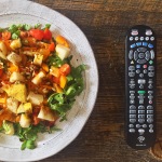 summer salad with tv remote